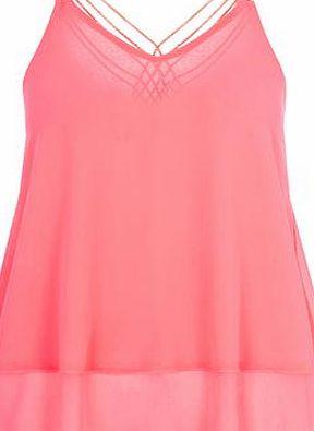 Dorothy Perkins Womens Quiz Double Layer Cami Top- Coral