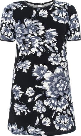 Dorothy Perkins, 1134[^]262015000710787 Womens Quiz Flower Crepe Tunic Dress- Black