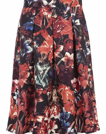 Dorothy Perkins Womens Red and Orange Floral Midi Skirt- Multi