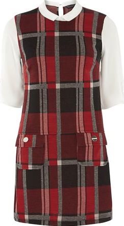Dorothy Perkins, 1134[^]262015000711016 Womens red check 2in1 pinny dress- Red DP07400988