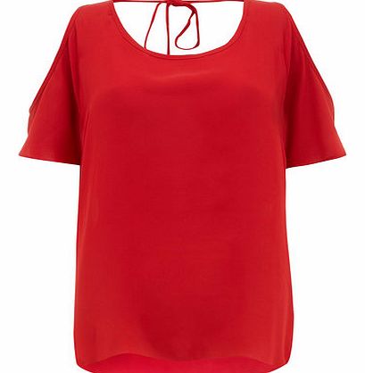 Dorothy Perkins Womens Red Cold Shoulder Top- Red DP05512800