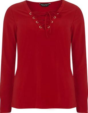 Dorothy Perkins, 1134[^]262015000708852 Womens Red Lace Up Eyelet Top- Red DP05605712