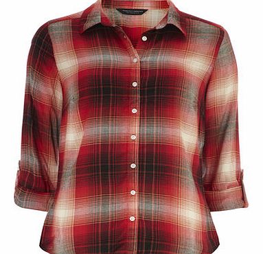 Dorothy Perkins Womens Red Long Sleeved Check Shirt- Red