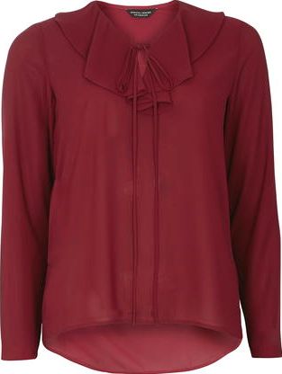 Dorothy Perkins, 1134[^]262015000709828 Womens Red Ruffle Front Blouse- Red DP05603226