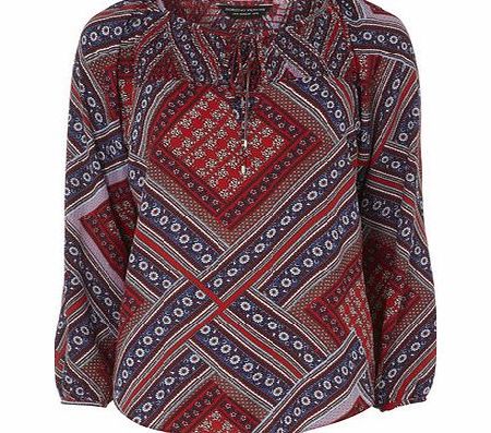 Dorothy Perkins Womens Red Scarf Print Blouse- Red DP05536612