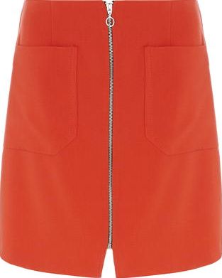 Dorothy Perkins, 1134[^]262015000710621 Womens Red Zip Front A-line Mini Skirt- Red