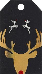Dorothy Perkins, 1134[^]262015000715156 Womens Reindeer Stud Earrings- Silver DP49816246