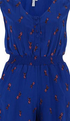 Dorothy Perkins Womens Ruby Rocks Parrot Print Jumpsuit- Blue