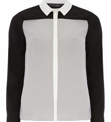 Dorothy Perkins Womens Silver and Ivory Colour Block Shirt- Grey
