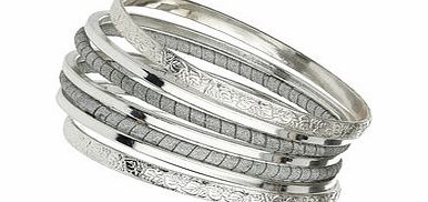 Dorothy Perkins Womens Silver Glitter Bangle Pack- Silver