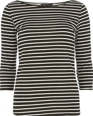 Dorothy Perkins, 1134[^]262015000714995 Womens Stripe 3/4 Sleeve Jersey Top- Black