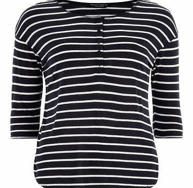 Dorothy Perkins Womens Stripe button front top- Blue DP56377723