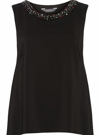 Dorothy Perkins Womens Tall Black Embellished Top- Black