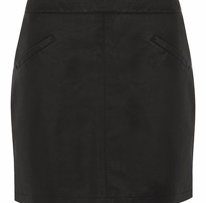 Dorothy Perkins Womens Tall black leather look mini skirt- Black