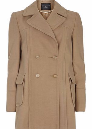 Womens Tall Camel Double Breasted Coat- Camel