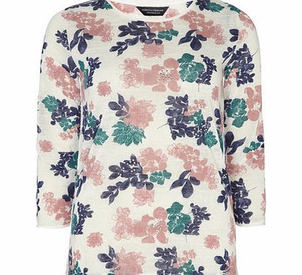 Dorothy Perkins Womens Tall Cluster Floral Bling Top- Ivory