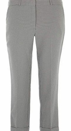 Womens Tall dogtooth tapered trousers- Black