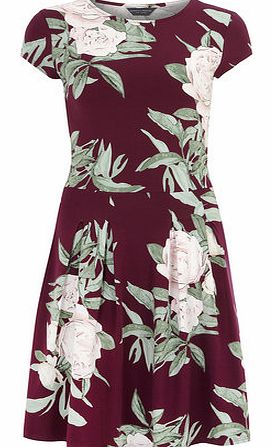 Womens Tall floral boxpleat dress- Red DP56385012