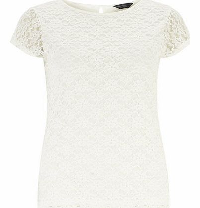 Dorothy Perkins Womens Tall ivory lace front tee- Cream DP56380628