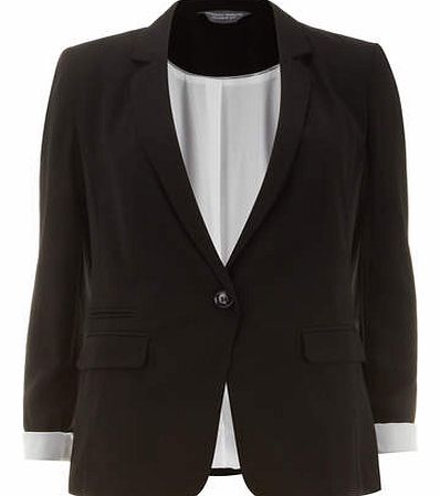 Womens Tall One Button Blazer- Black DP66789111