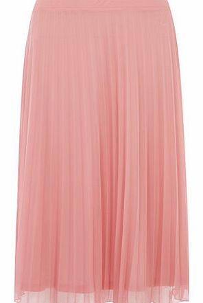 Dorothy Perkins Womens Tall Pink Mesh Pleat Midi Skirt- Pink