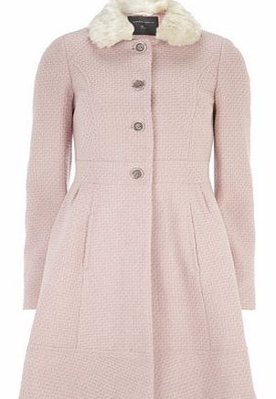 Womens Tall Pink Textured Fit and Flare Coat-