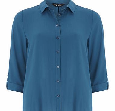 Dorothy Perkins Womens Teal Blue Rollsleeve Shirt- Teal DP05481728