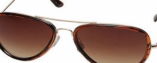 Dorothy Perkins Womens Tort Finchley Aviator-style Sunglasses-