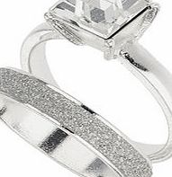 Dorothy Perkins Womens Two Band Glitter Ring- Clear DP49815506