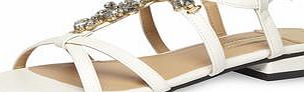 Dorothy Perkins Womens White embellished flat sandals- White