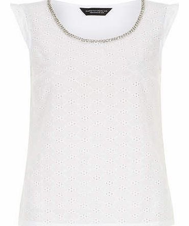 Dorothy Perkins Womens White Embellished Shell Top- White