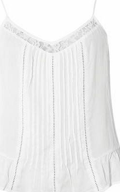 Dorothy Perkins Womens White Lace Insert Cami Top- White