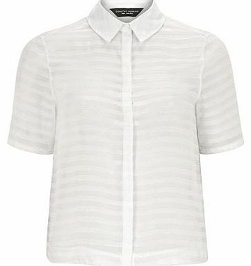 Womens White Stripe Burnout Shirt- White