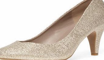 Dorothy Perkins Womens Wide fit gold court shoes- Gold DP35241742
