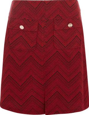 Dorothy Perkins, 1134[^]262015000709173 Womens Wine Chevron Textured Aline Mini Skirt-
