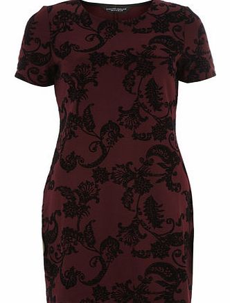 Dorothy Perkins Womens Wine Flocked Burnout Tunic- Burgundy