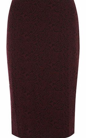 Dorothy Perkins Womens Wine rose textured design pencil skirt-
