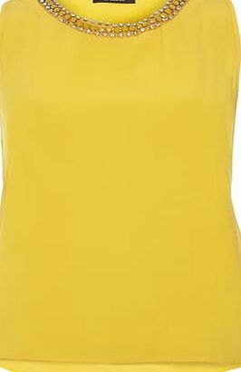 Dorothy Perkins Womens Yellow Embellished Split Back- Yellow
