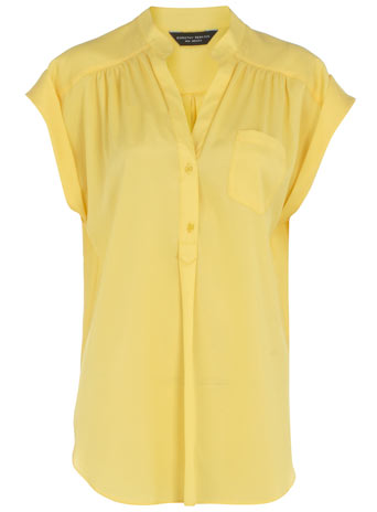 Yellow crepe pocket blouse DP05225800