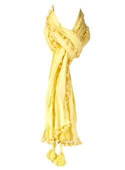 Dorothy Perkins Yellow pom pom tassle scarf