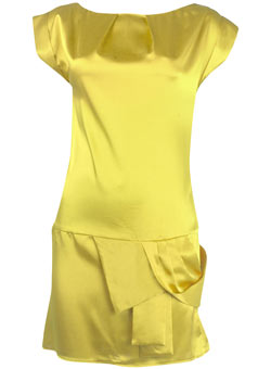 Yellow satin bow dress