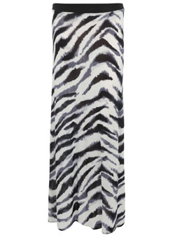 Zebra print jersey maxi skirt