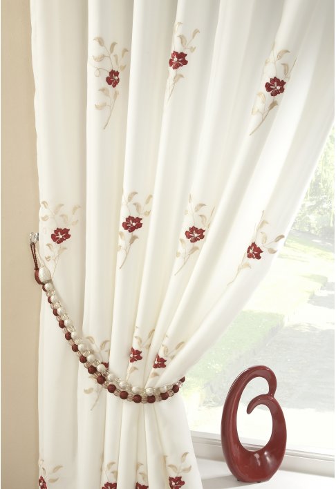 Dorset Red Lined Curtains