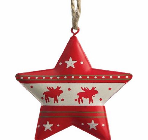 dotcomgiftshop Reindeer Star Red Hand Painted Metal Christmas Decoration