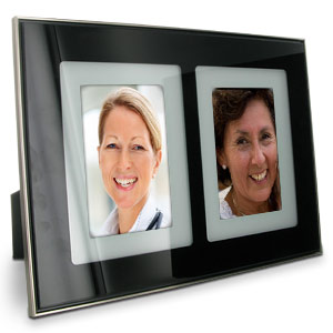 Double Layer Black Glass Double 4 x 6 Photo Frame
