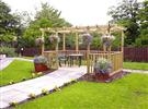 double Pergola Double Deck with Hrail: 258h x 440w x 240d cm - Green