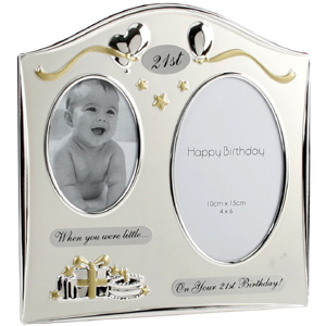 double Then and Now 21st Birthday Photo Frame