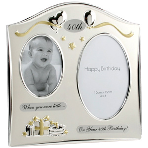 double Then and Now 40th Birthday Photo Frame