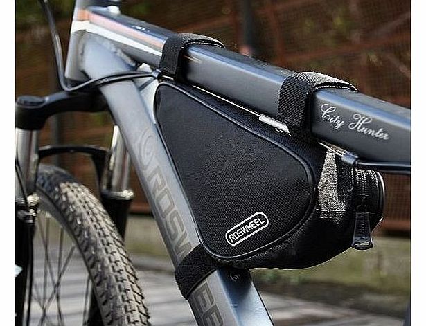 1.5L Triangle Cycling Bicycle Front Tube Frame Bag Outdoor Mountain Bike Pouch (Black)