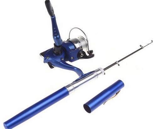douself Aluminum Mini Retractable Pocket Pen Fishing Rod Pole with Fishing Reel